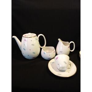 SALE 16Pc. Johann Haviland Coup Tea Set Pastel on White Gold Trim